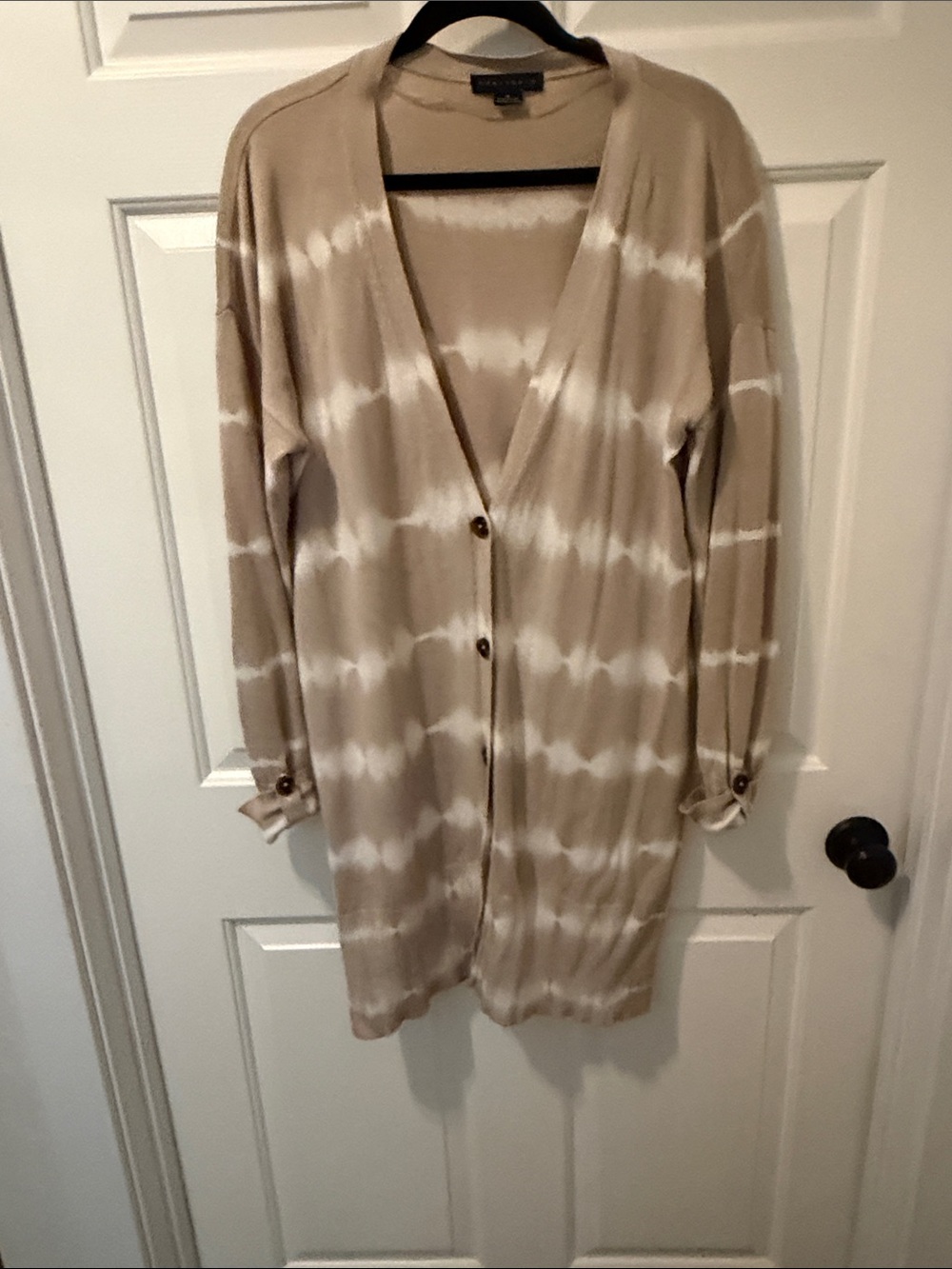 Sanctuary Neutral Striped Open Cardigan in Beige and White